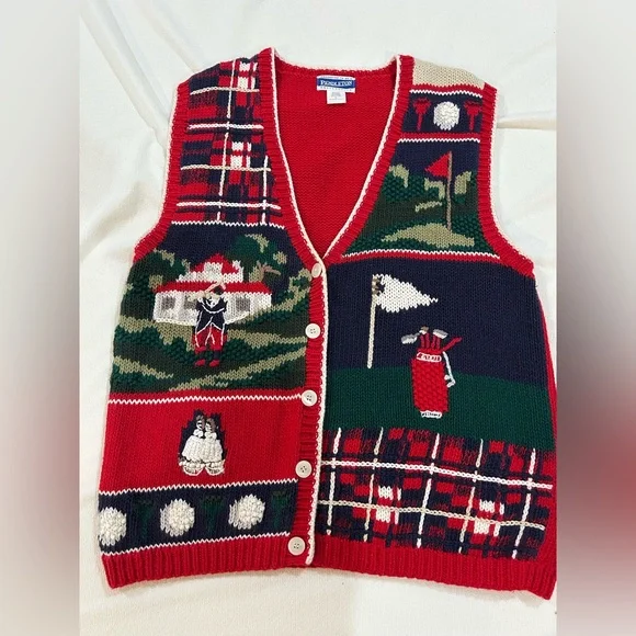 Vintage Pendleton Golf Sweater Vest Large Knockabouts Jacket Red - Picture 4 of 8